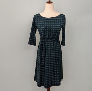 Leota short sleeve navy green dress S